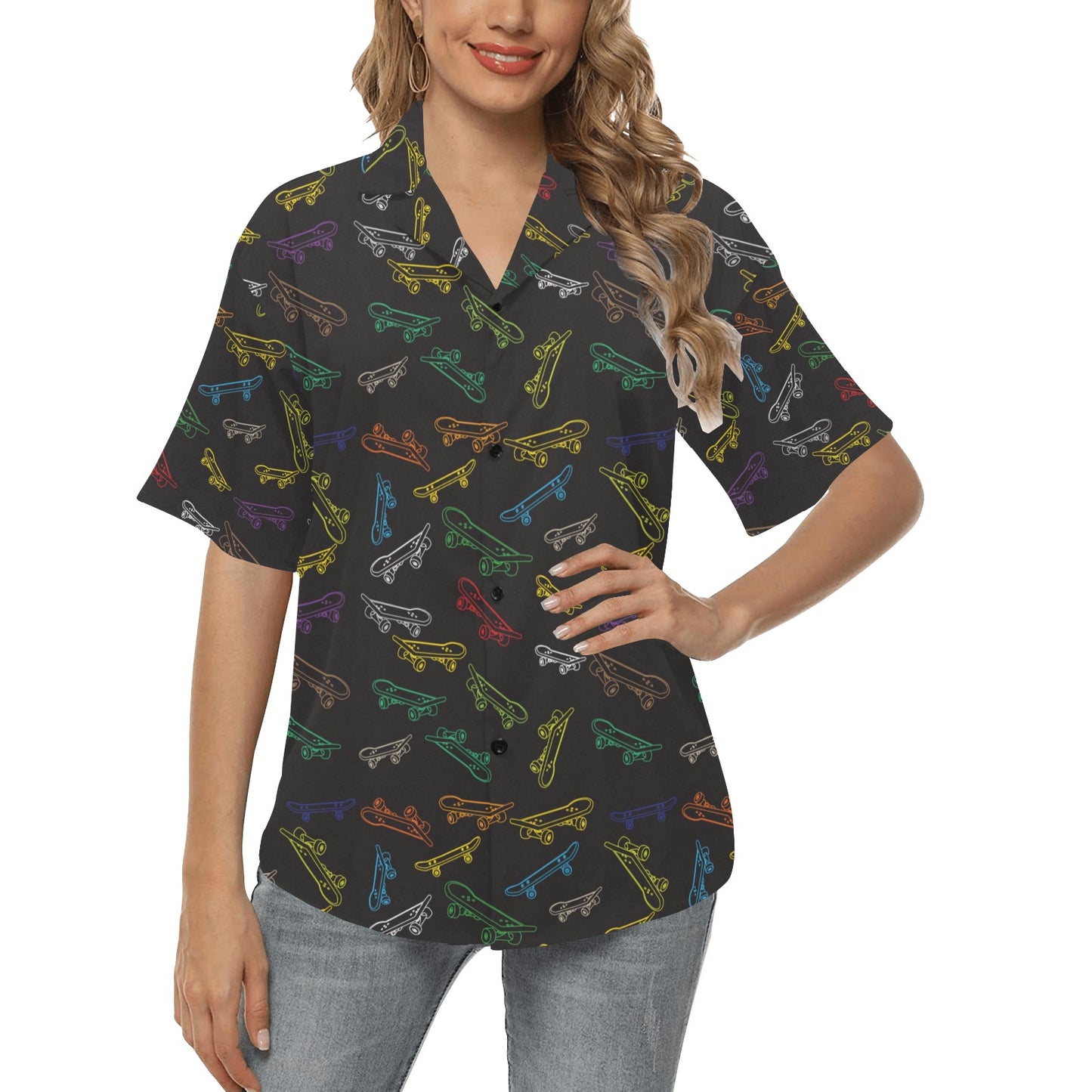Skateboard Print Design LKS301 Women's Hawaiian Shirt