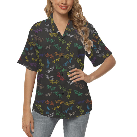 Skateboard Print Design LKS301 Women's Hawaiian Shirt