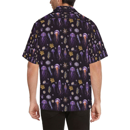 Seaweed With Jelly Fish Print Design LKS305 Men's Hawaiian Shirt