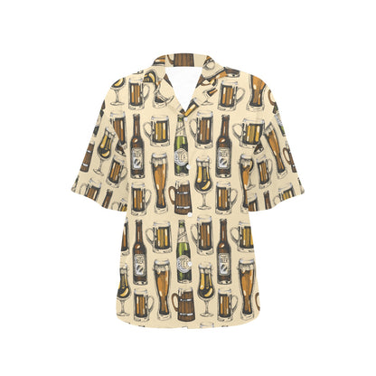 Beer Pattern Print Design 04 Women's Hawaiian Shirt