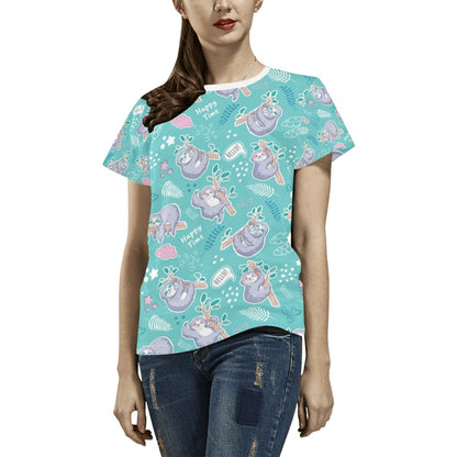 Sloth Print Design LKS309 Women's  T-shirt