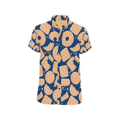 Cracker Pattern Print Design 03 Men's Short Sleeve Button Up Shirt