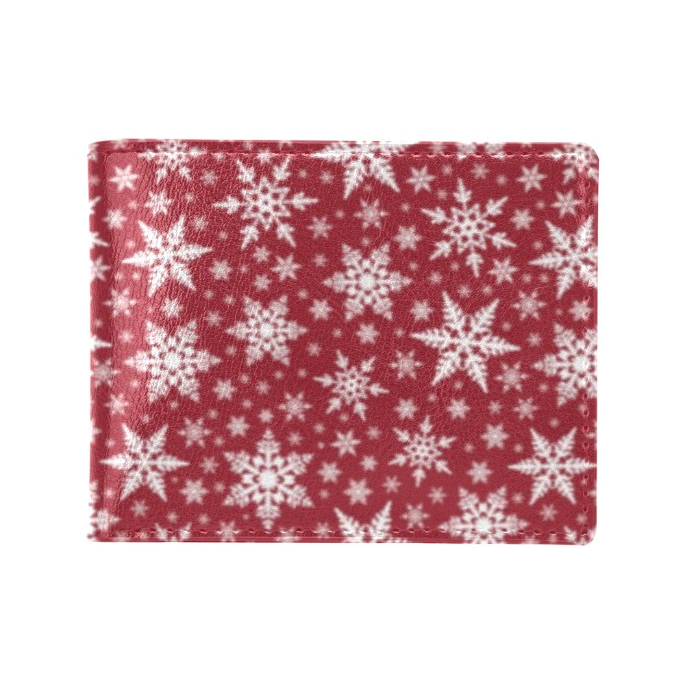 Snowflake Red Print Design LKS302 Men's ID Card Wallet