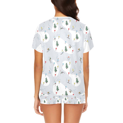 Ski Print Design LKS305 Women's Short Pajama Set