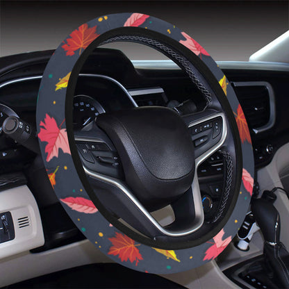 Elm Leave Colorful Print Pattern Steering Wheel Cover with Elastic Edge