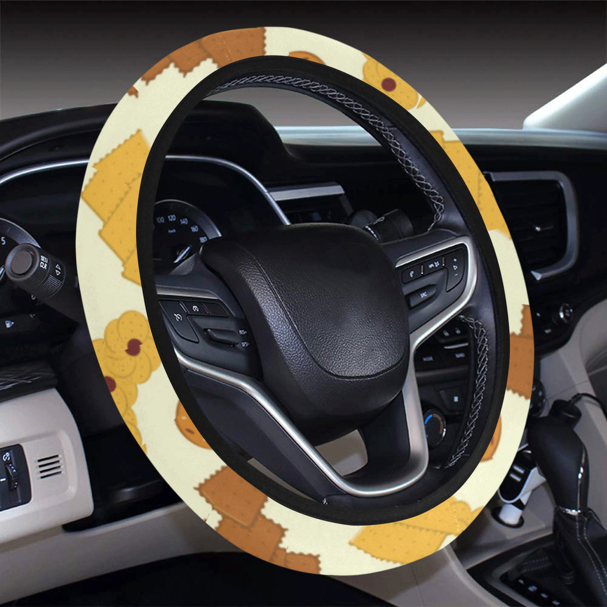 Cookie Pattern Print Design 06 Steering Wheel Cover with Elastic Edge