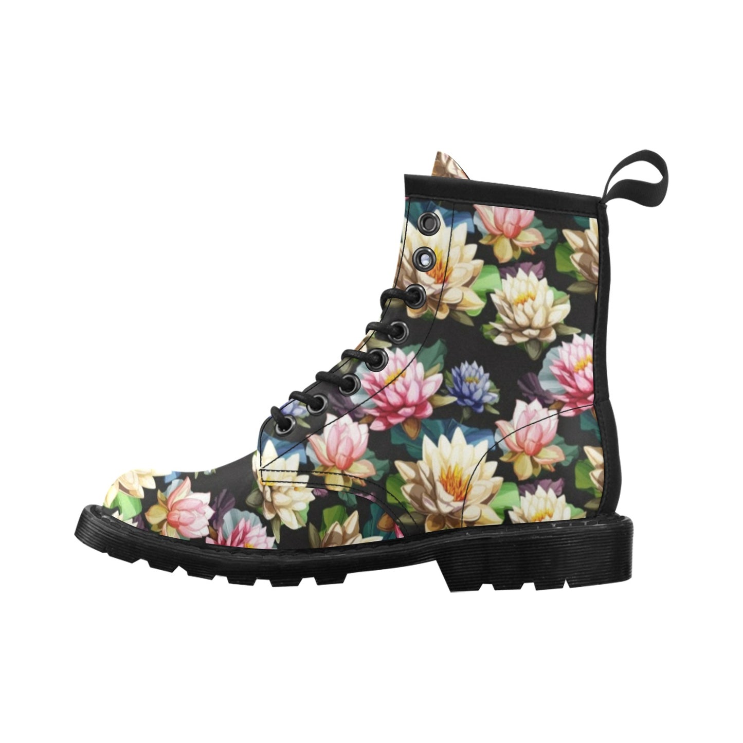 Water Lily Pattern Print Design WL02 Women's Boots