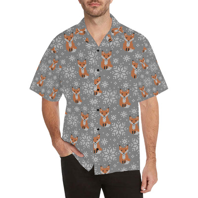 Knit Red Fox Pattern Print Design 02 Men's Hawaiian Shirt