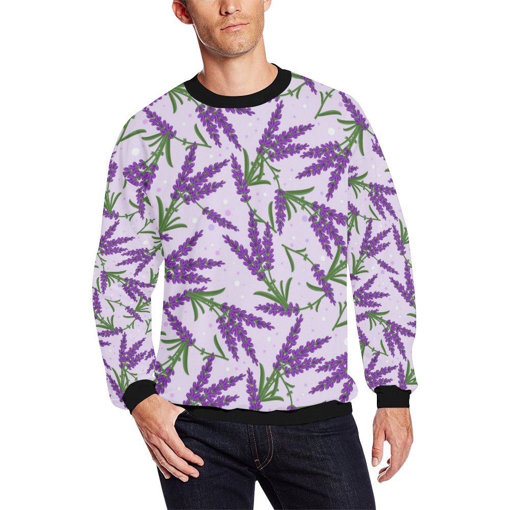 Lavender Pattern Print Design LV02 Men Long Sleeve Sweatshirt