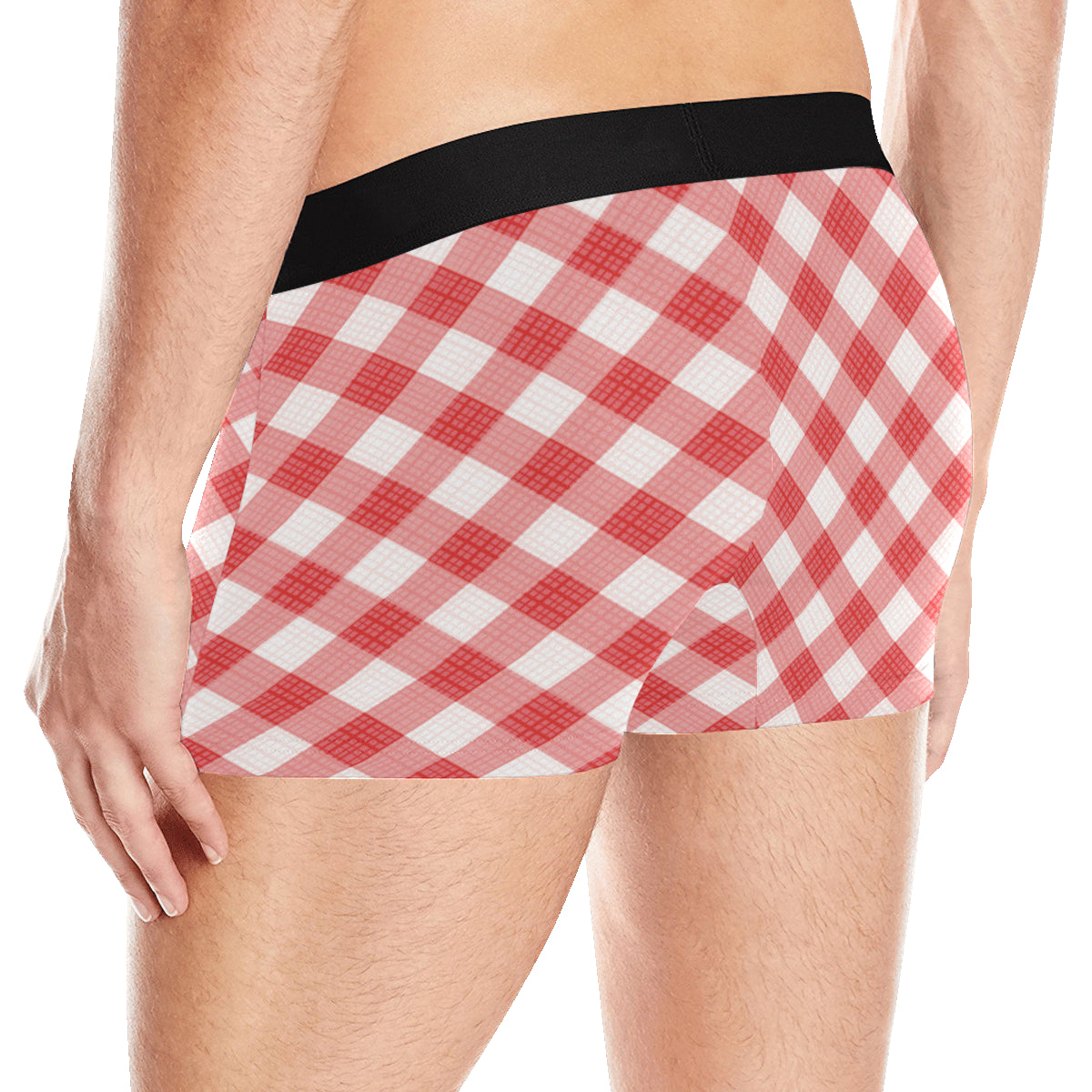 Gingham Red Pattern Print Design 01 Men's Boxer Briefs