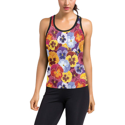 Pansy Pattern Print Design PS01 Women's Racerback Tank Top