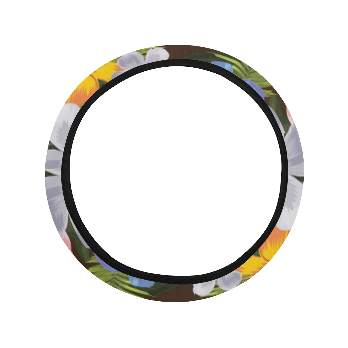 Plumeria Pattern Print Design PM03 Steering Wheel Cover with Elastic Edge