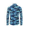 Camo Blue Pattern Print Design 04 Men's Long Sleeve Shirt