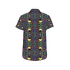 Yin Yang Neon Color Design Print Men's Short Sleeve Button Up Shirt