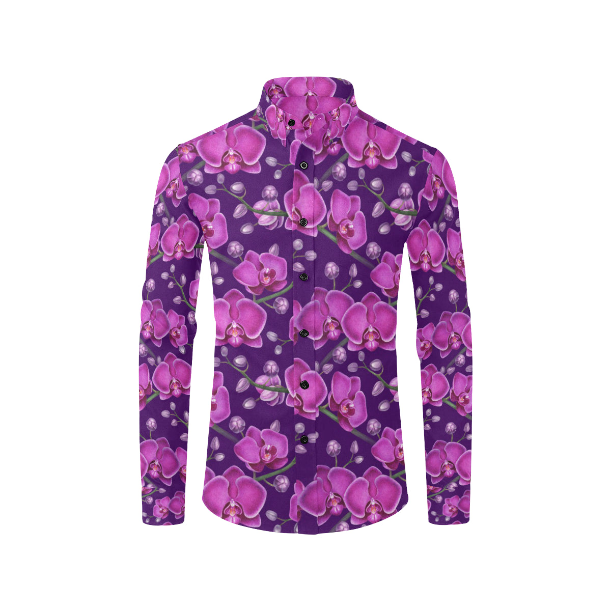 Orchid Pattern Print Design A03 Men's Long Sleeve Shirt