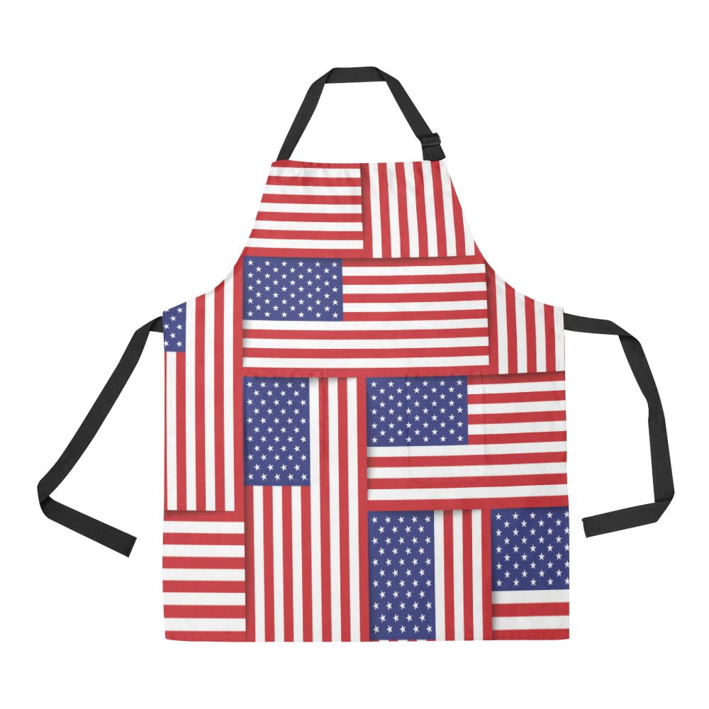 Patriotic US Flag Pattern Print Design A01 Apron with Pocket