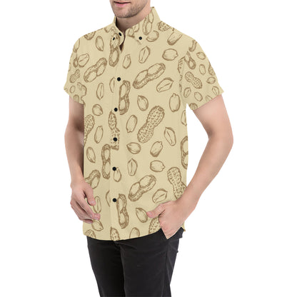 Peanut Pattern Print Design A02 Men's Short Sleeve Button Up Shirt