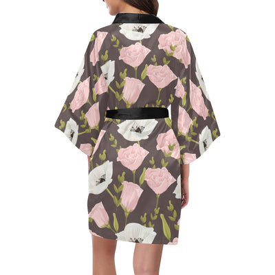 Anemone Pattern Print Design AM011 Women Kimono Robe