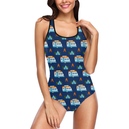 Camper Pattern Camping Themed No 3 Print Women Swimsuit