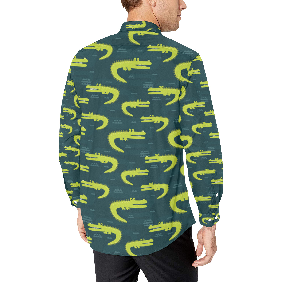 Alligator Pattern Print Design 03 Men's Long Sleeve Shirt