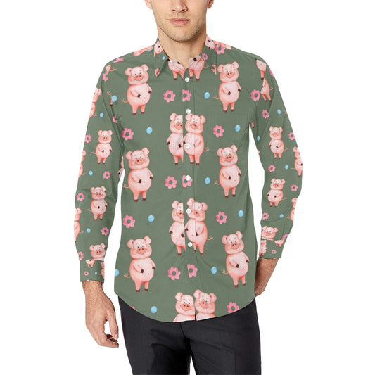Pig Pattern Print Design 03 Men's Long Sleeve Shirt