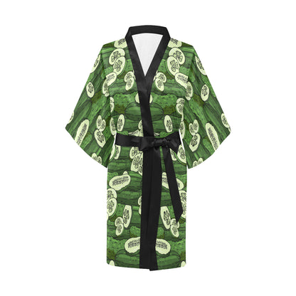 Cucumber Pattern Print Design CC01 Women's Short Kimono