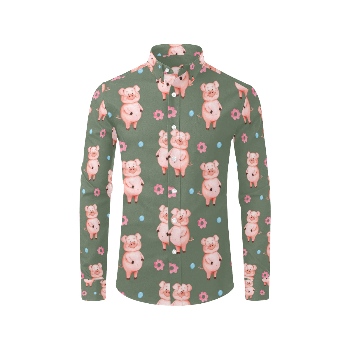 Pig Pattern Print Design 03 Men's Long Sleeve Shirt