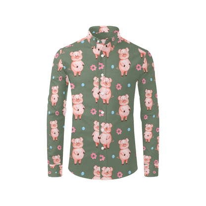 Pig Pattern Print Design 03 Men's Long Sleeve Shirt