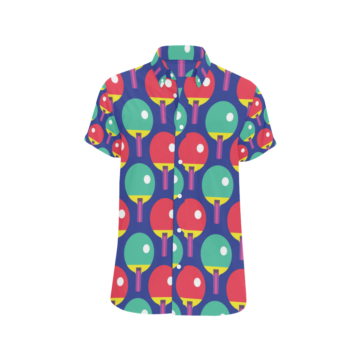Ping Pong Pattern Print Design A03 Men's Short Sleeve Button Up Shirt