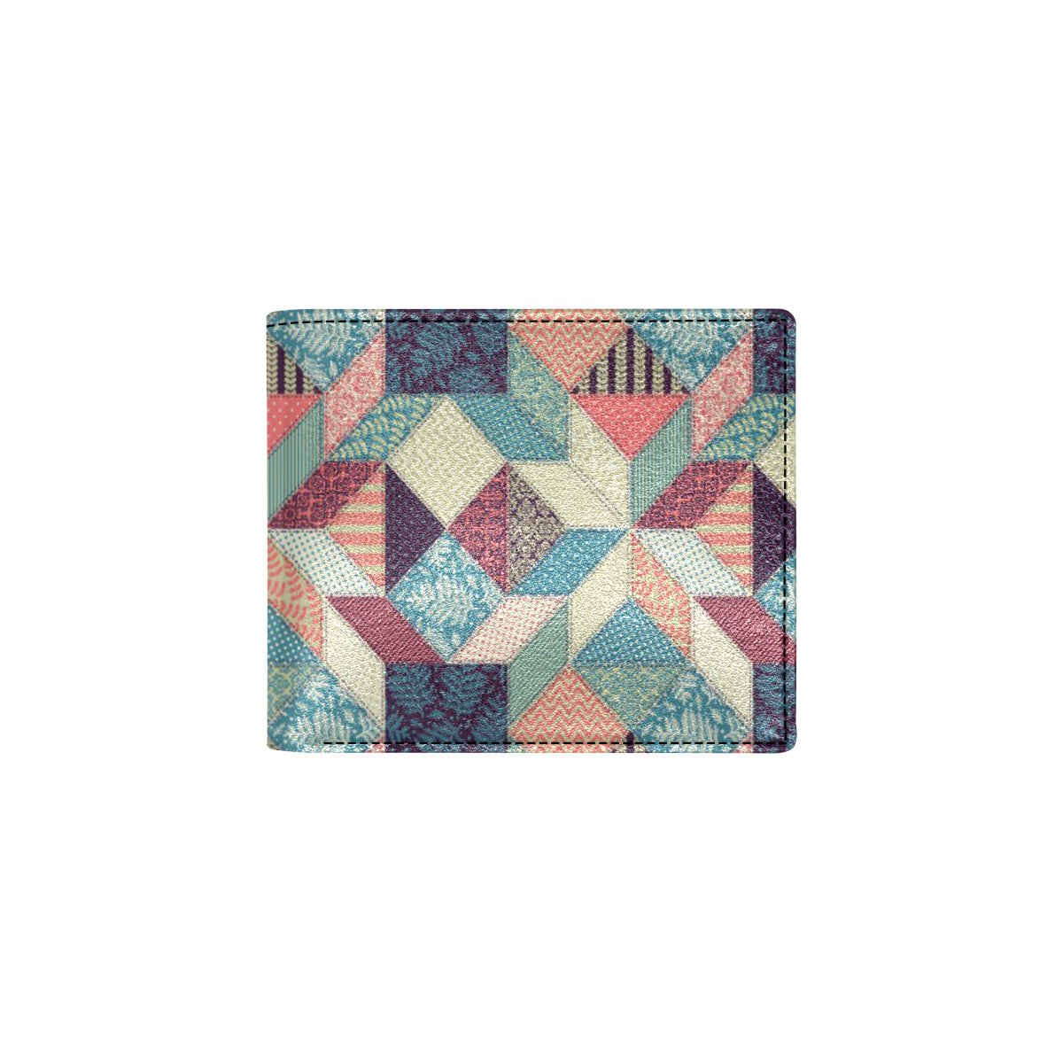 Patchwork Pattern Print Design 02 Men's ID Card Wallet