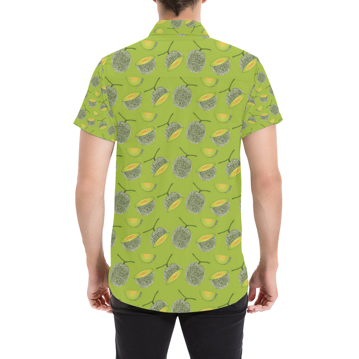Cantaloupe Pattern Print Design 03 Men's Short Sleeve Button Up Shirt