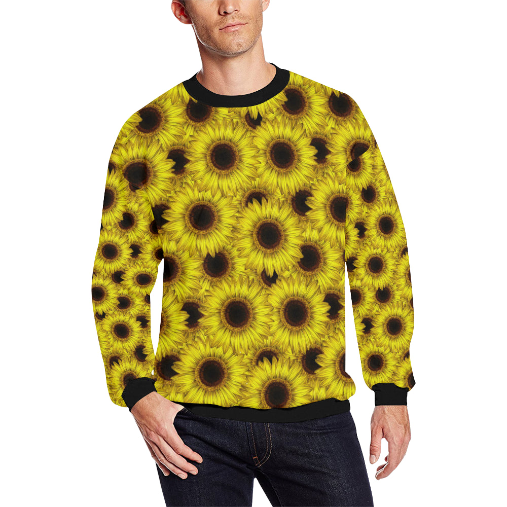 Sunflower Pattern Print Design SF011 Men Long Sleeve Sweatshirt