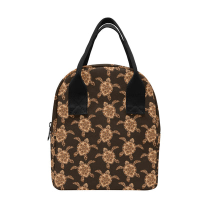 Tribal Sea Turtle Pattern Print Design T09 Insulated Lunch Bag