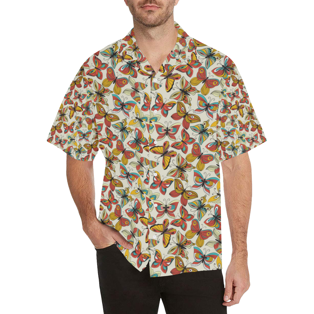 Butterfly Pattern Print Design 02 Men's Hawaiian Shirt