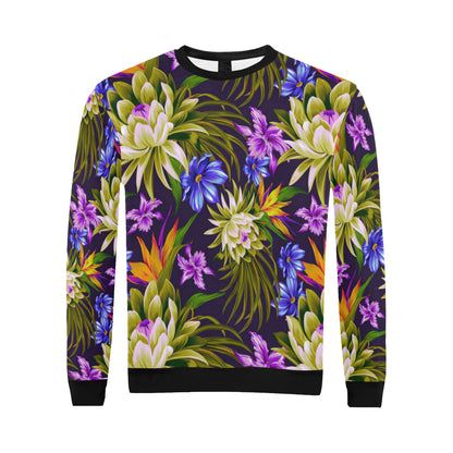 Water Lily Pattern Print Design WL08 Men Long Sleeve Sweatshirt