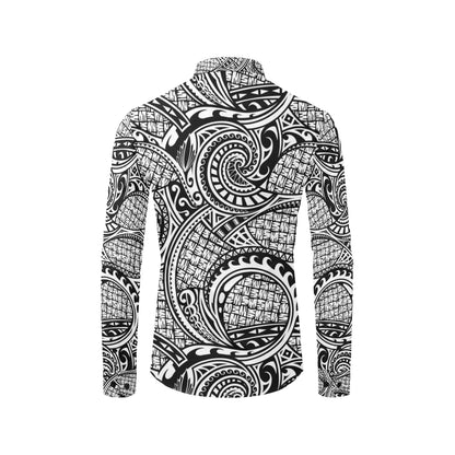 Polynesian Tribal Pattern Men's Long Sleeve Shirt