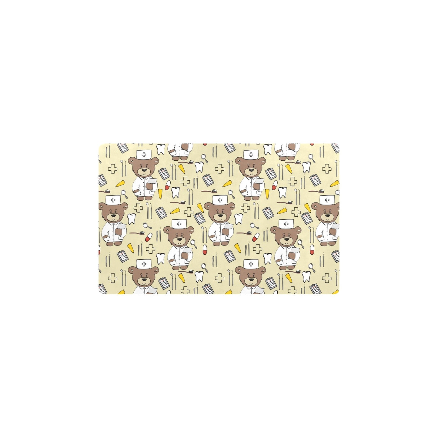 Nurse Bear Pattern Print Design A02 Kitchen Mat