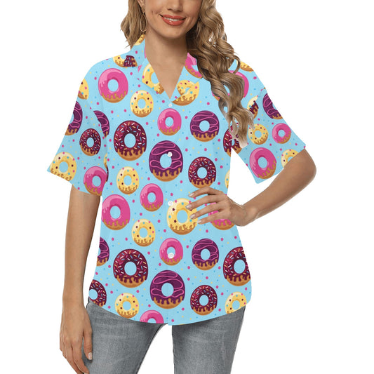 Donut Pattern Print Design DN07 Women's Hawaiian Shirt