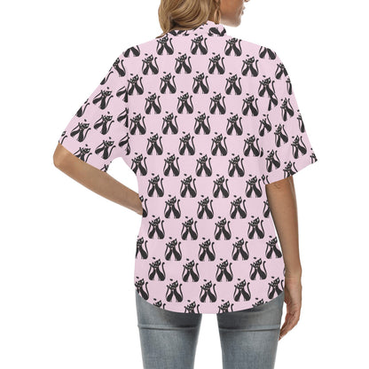 Black Cat Pattern Print Design 01 Women's Hawaiian Shirt