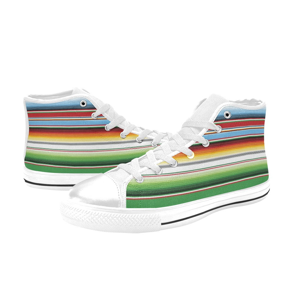 Serape Print Design LKS302 High Top Women's White Shoes