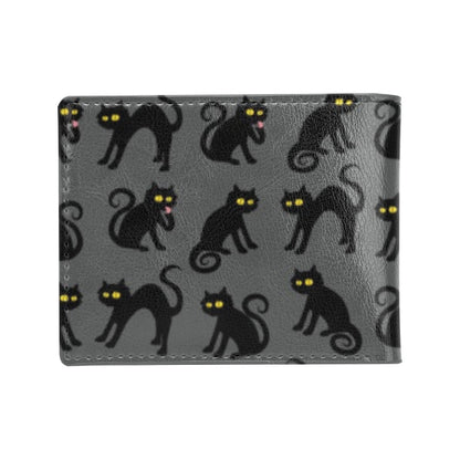 Black Cat Cute Print Pattern Men's ID Card Wallet