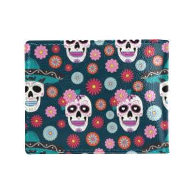 Sugar Skull Print Design LKS308 Men's ID Card Wallet