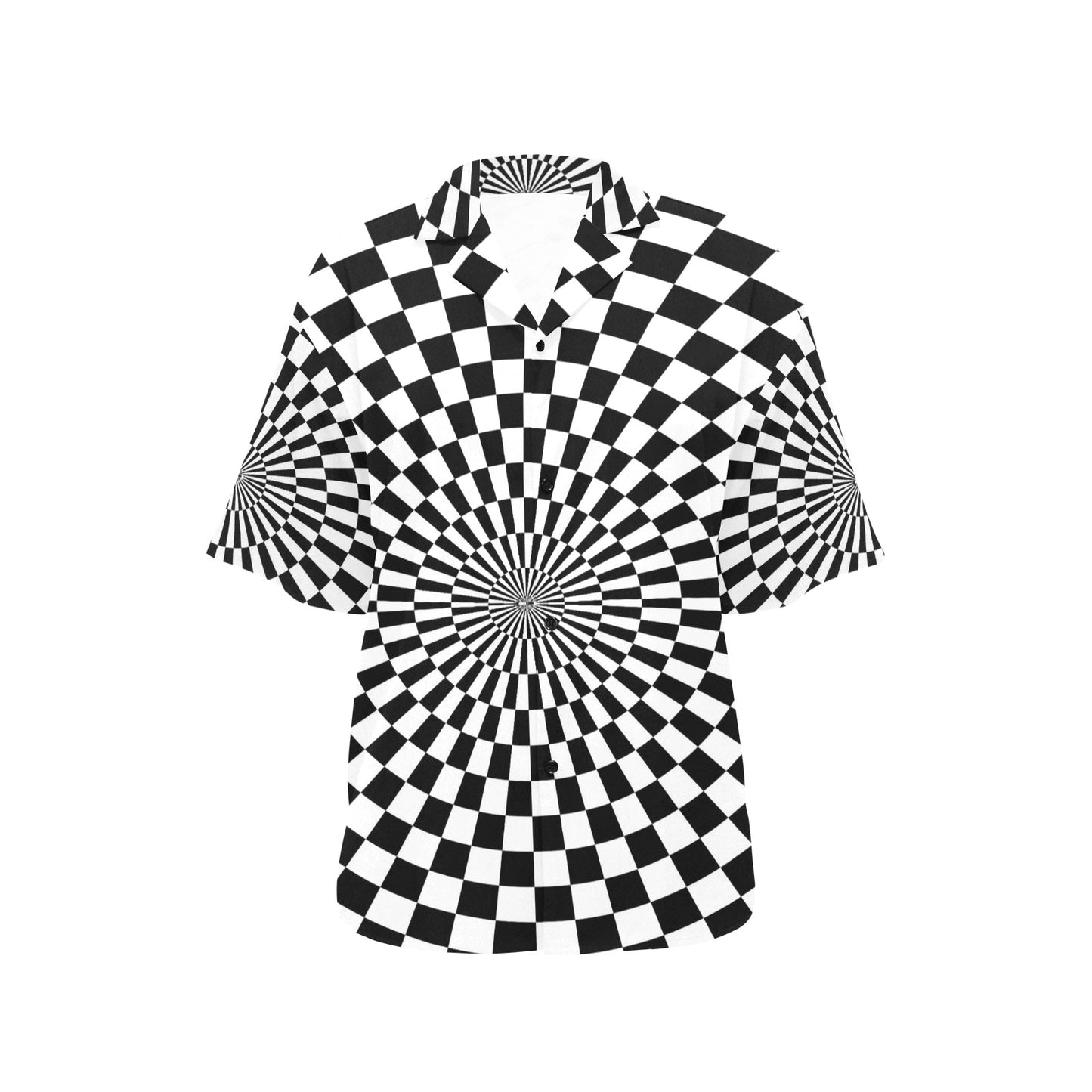 Checkered Flag Optical illusion Women's Hawaiian Shirt