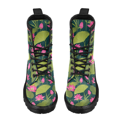 Water Lily Pattern Print Design WL09 Women's Boots