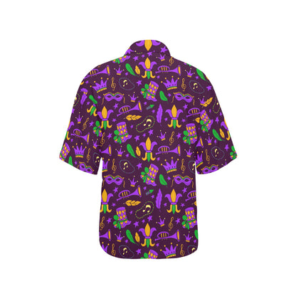 Mardi Gras Pattern Print Design 08 Women's Hawaiian Shirt