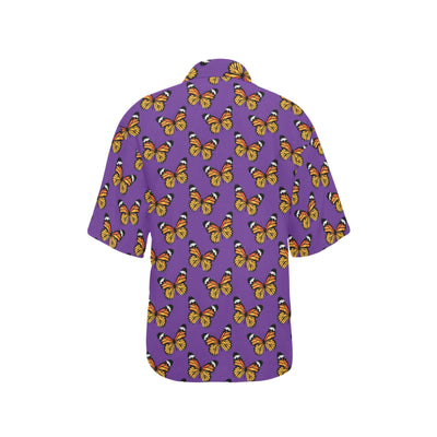 Monarch Butterfly Purple Print Pattern Women's Hawaiian Shirt