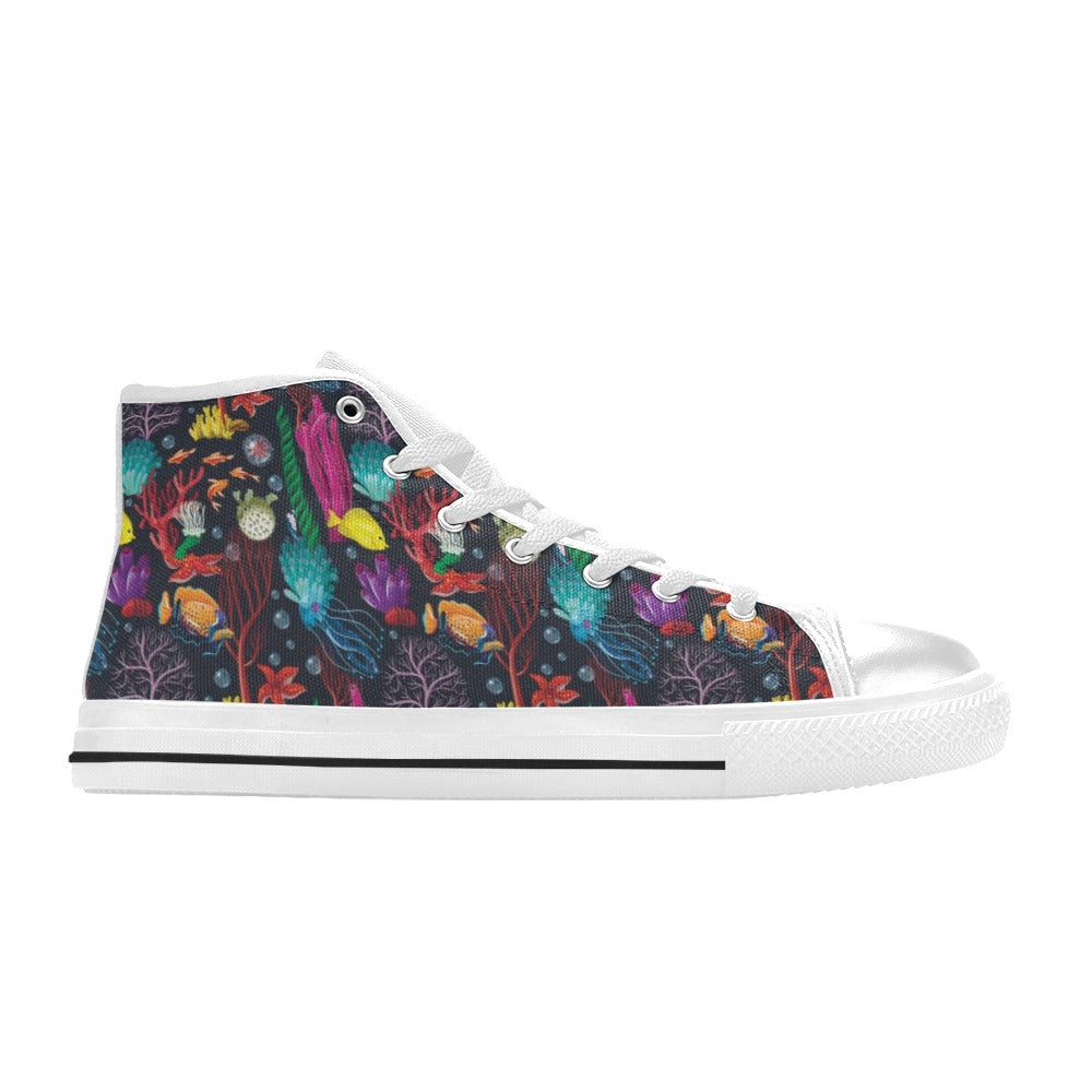 Underwater Cute Print Design LKS303 High Top Women's White Shoes
