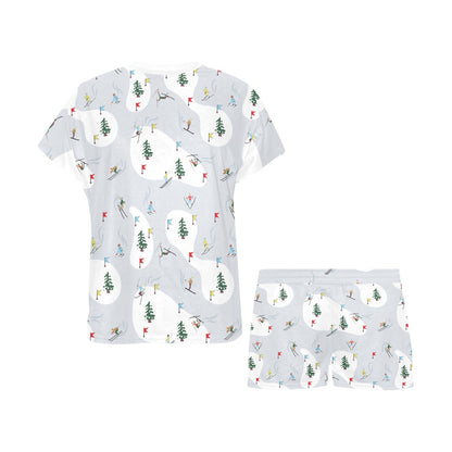 Ski Print Design LKS305 Women's Short Pajama Set