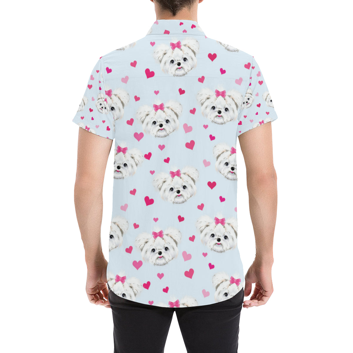 Maltese Pattern Print Design 03 Men's Short Sleeve Button Up Shirt
