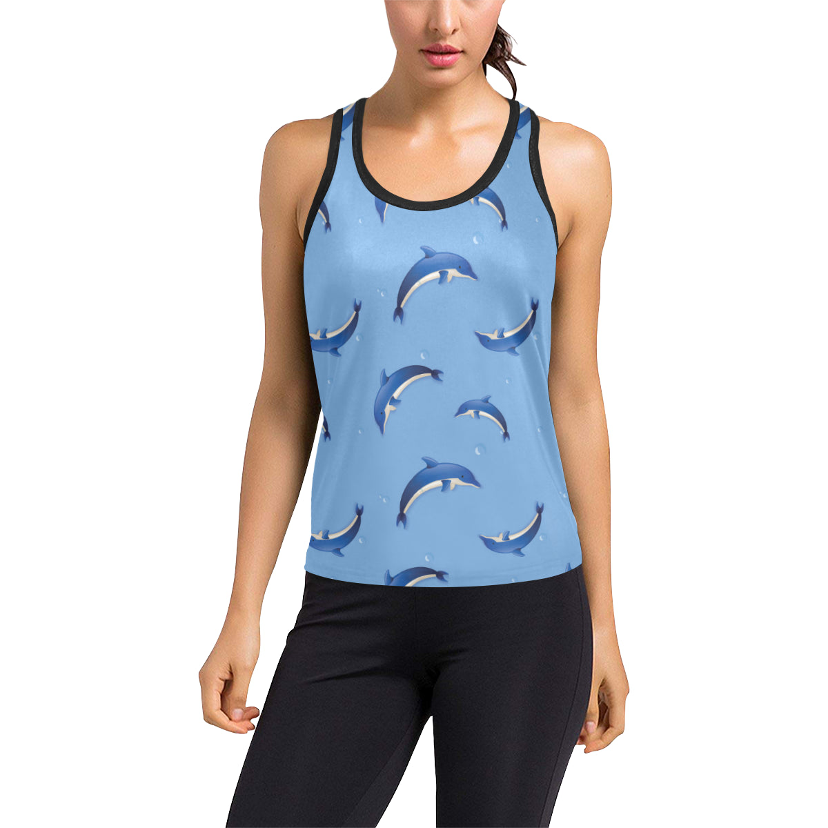 Dolphin Blue Print Women's Racerback Tank Top